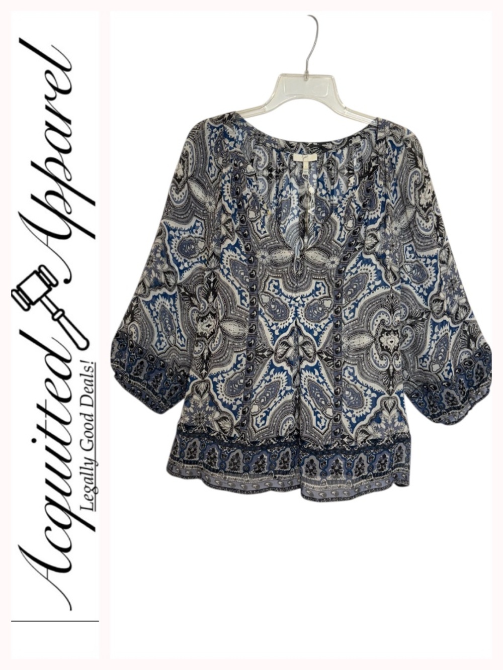 Joie Gloria D Caviar Daydream Shear Silk Paisley Peasant Blouse